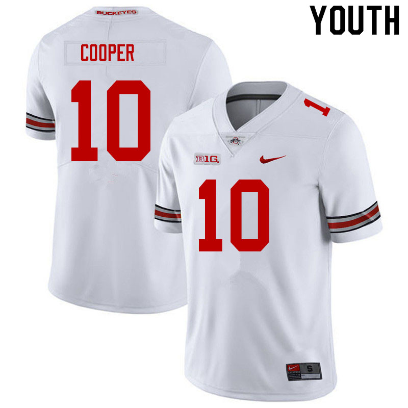 Ohio State Buckeyes Mookie Cooper Youth #10 White Authentic Stitched College Football Jersey